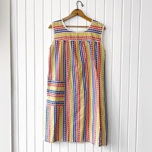 Vintage 70s Floral Striped House Dress